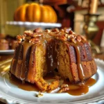 Buttermilk Pumpkin Pound Cake with Caramel Pecan Sauce